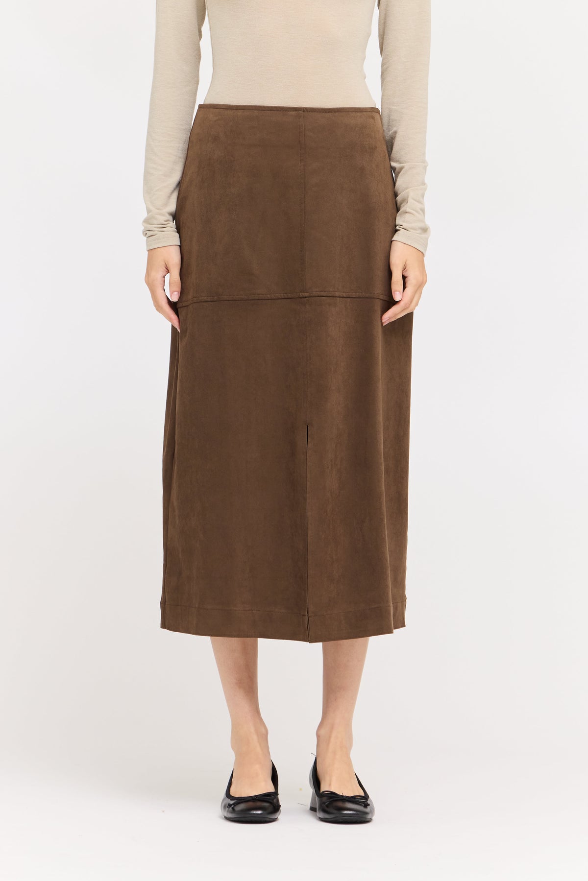 Vegan Leather Pencil Skirt in Chicory
