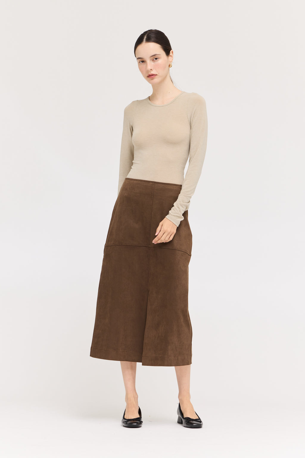 Vegan Leather Pencil Skirt in Chicory