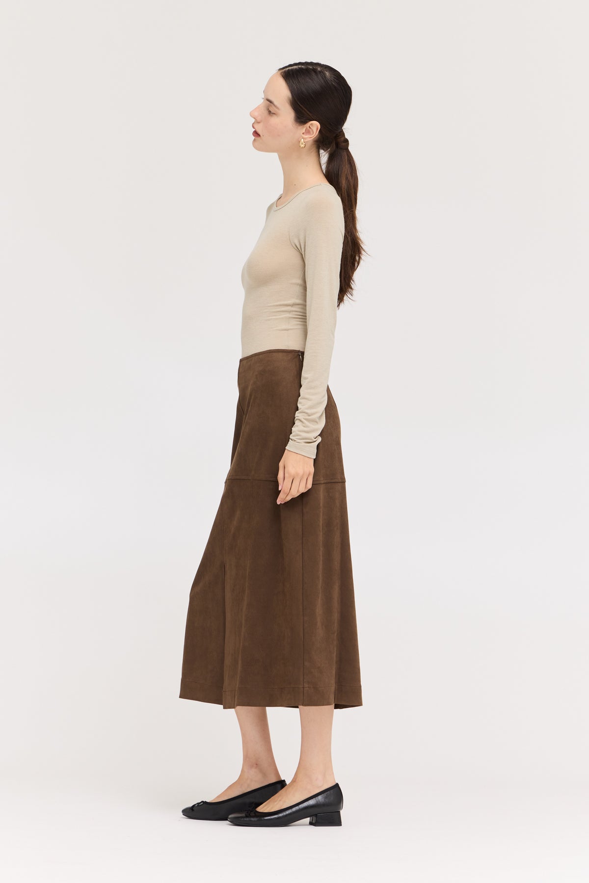 Vegan Leather Pencil Skirt in Chicory