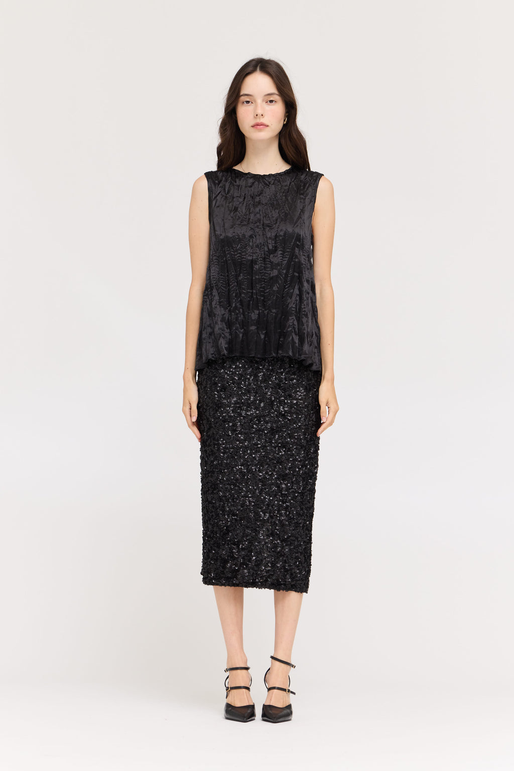 Pleated Top in Black