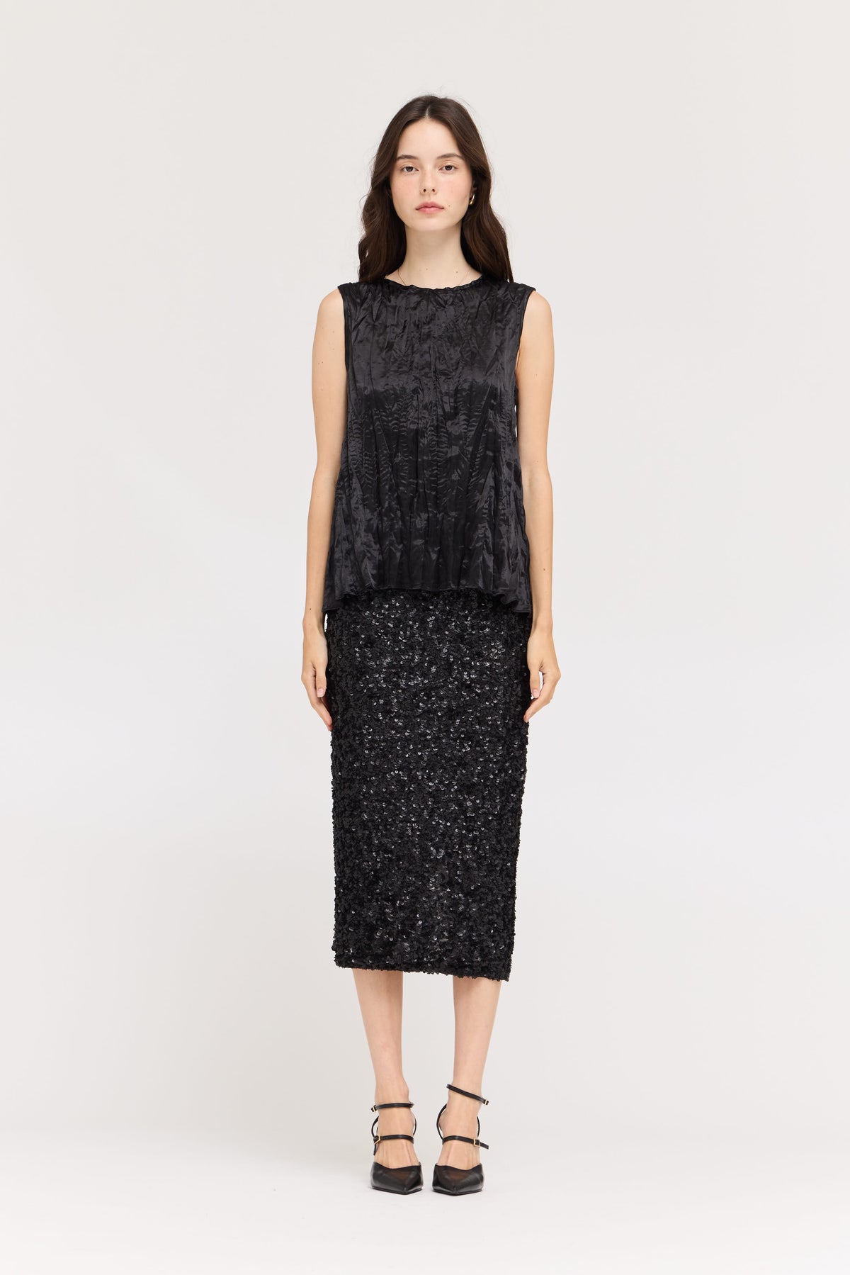Pleated Top in Black
