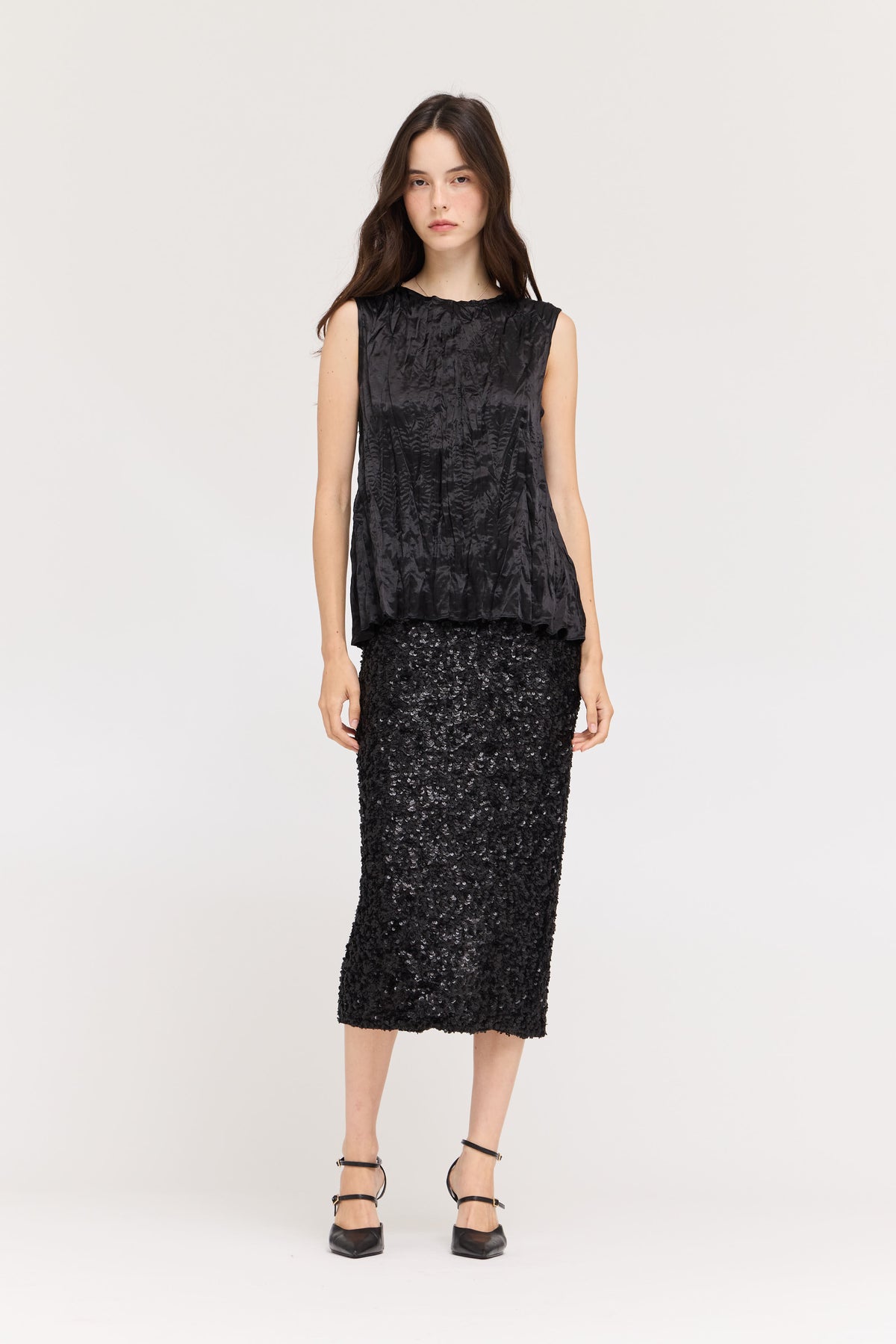 Pleated Top in Black