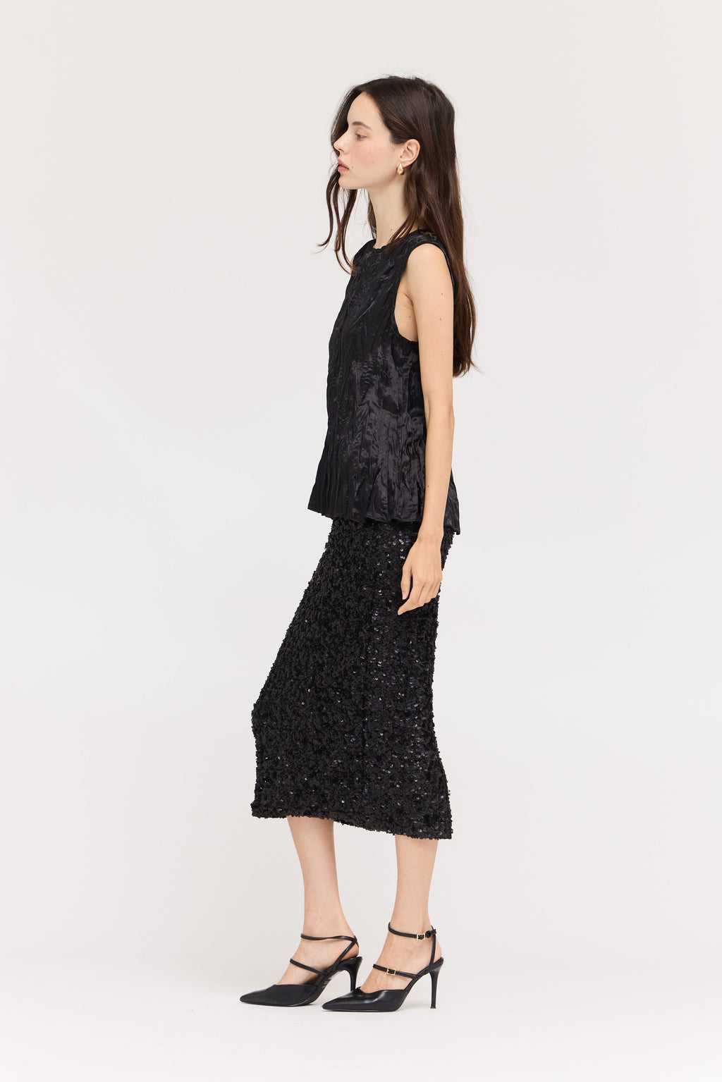 Pleated Top in Black
