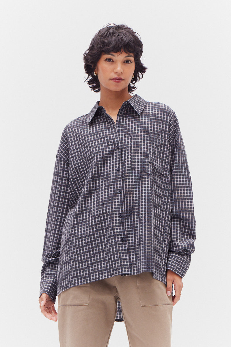 Overfit Check Shirt in Deep Lake