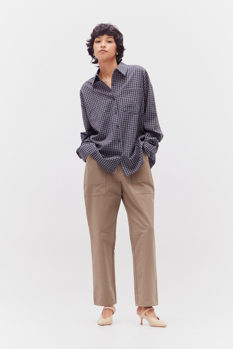 Overfit Check Shirt in Deep Lake