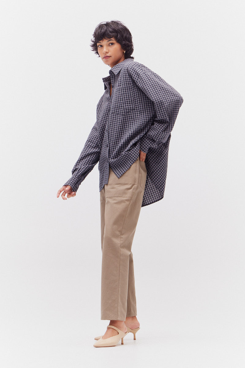 Overfit Check Shirt in Deep Lake