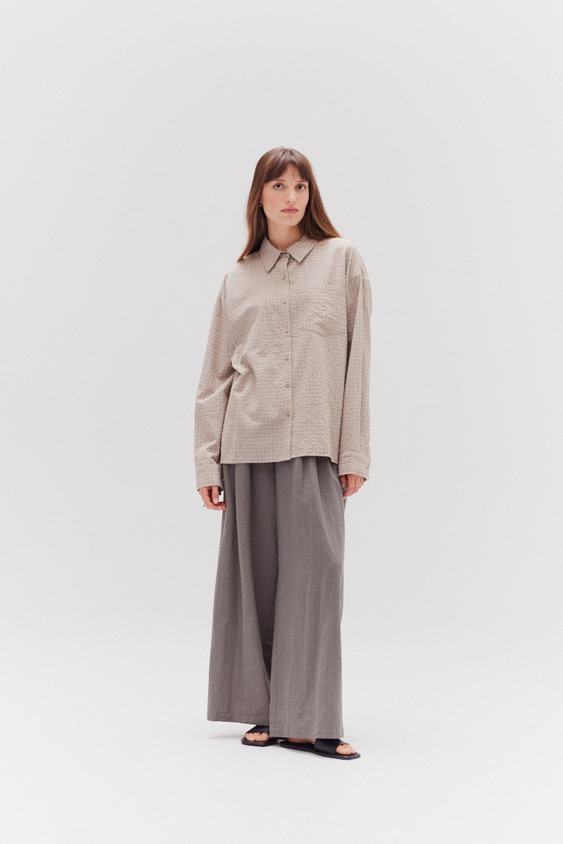 Overfit Check Shirt In Light Umber