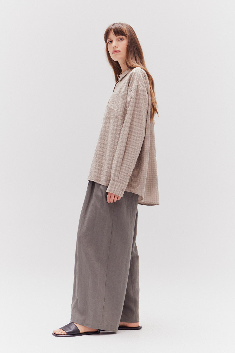 Overfit Check Shirt In Light Umber
