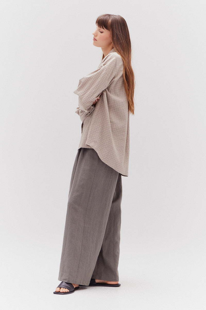 Overfit Check Shirt In Light Umber