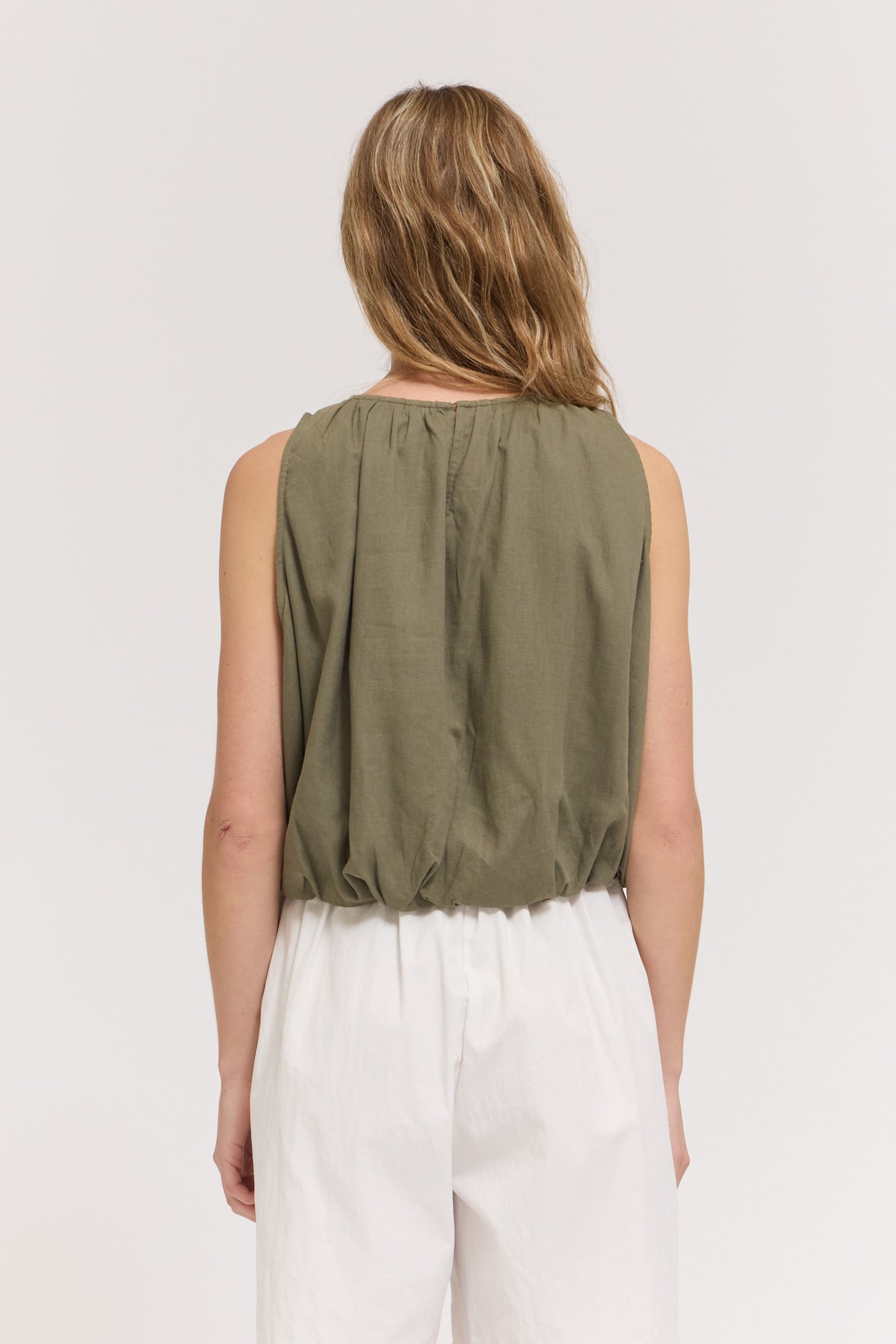 Bubble Crop Top in Dry Sage