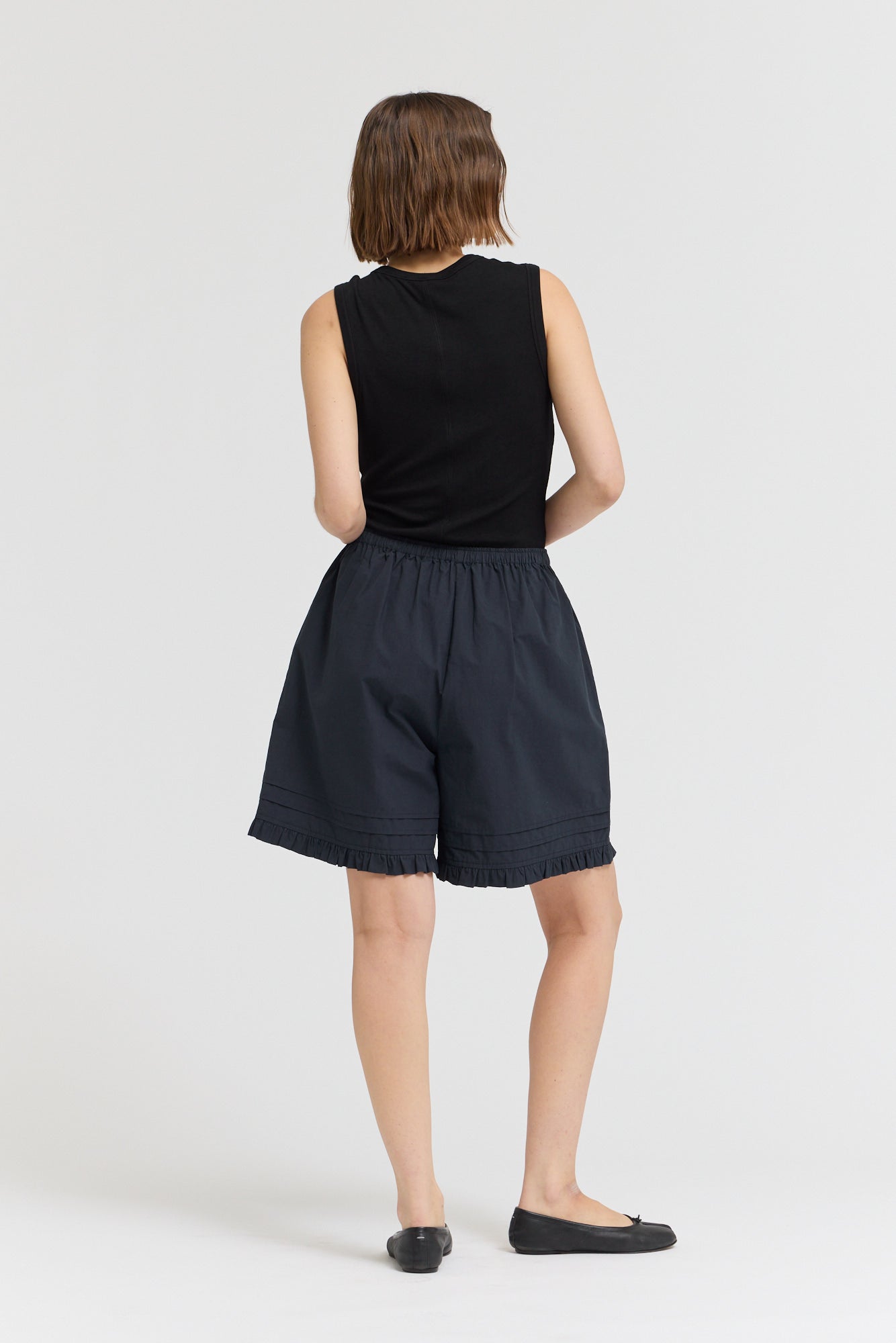 Ruffle Pleat Shorts in Atlantic