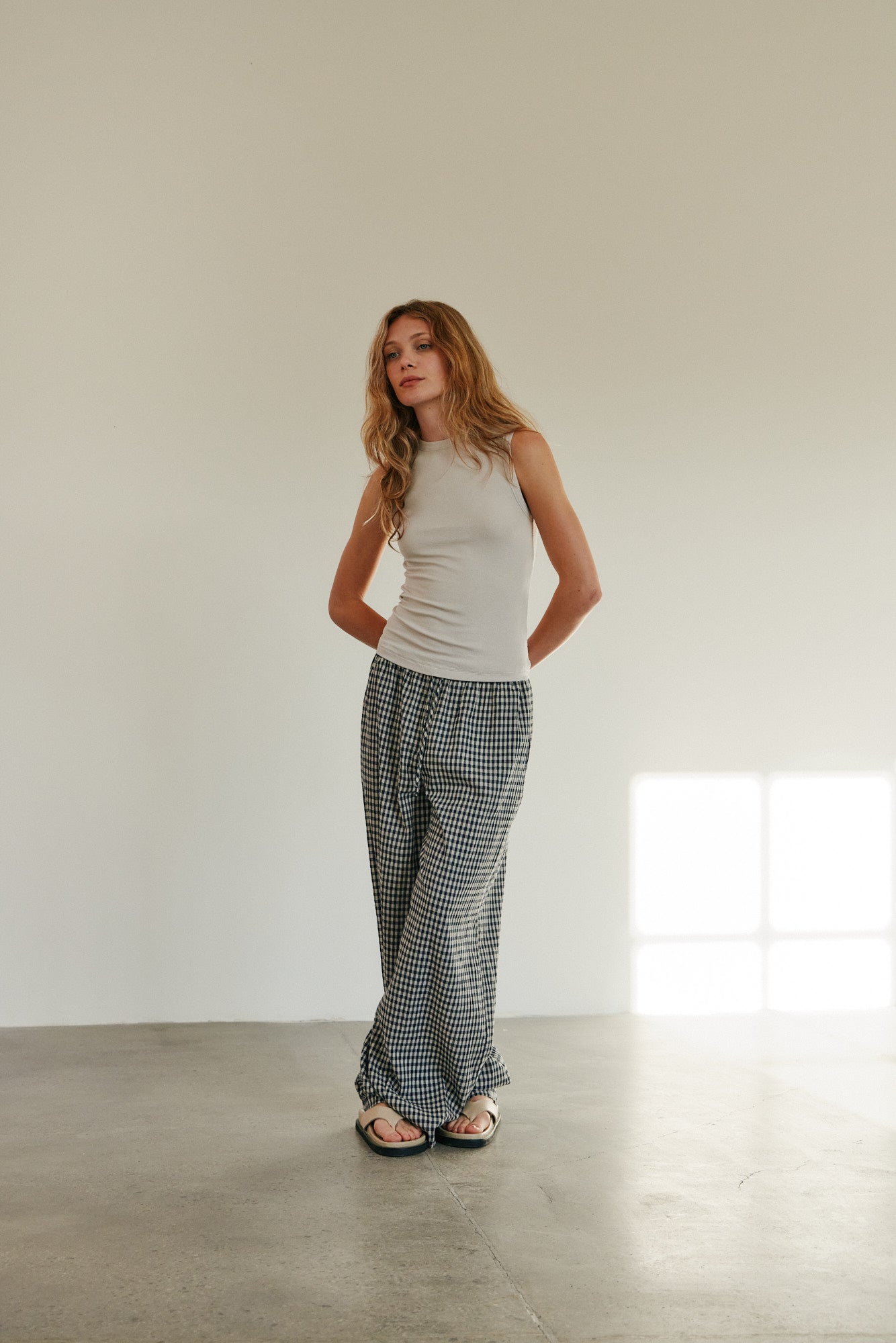 Relaxed Fit Eyelet Pants in Midnight