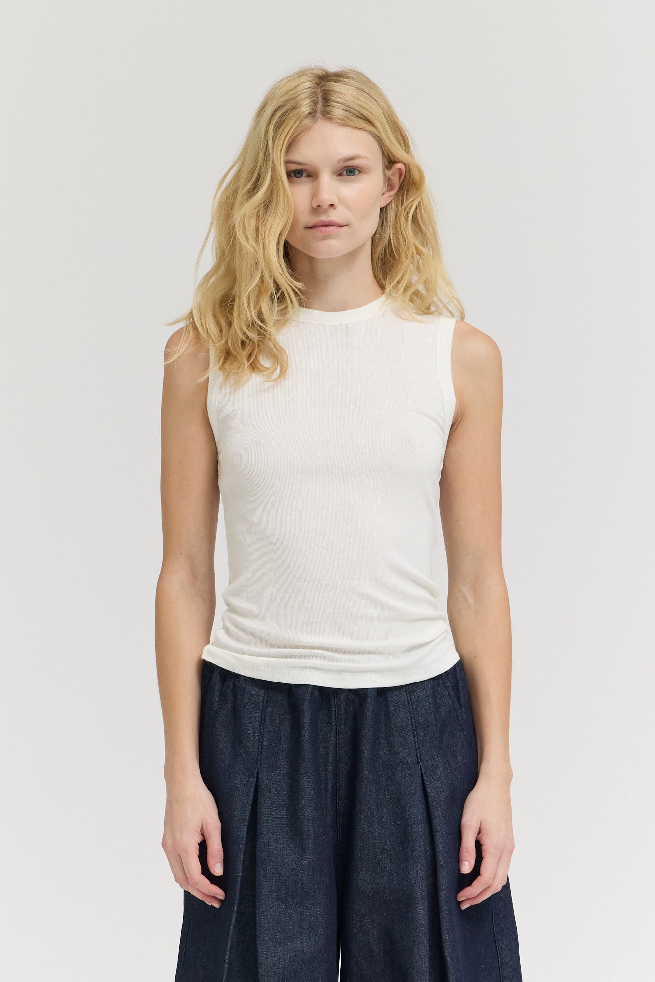 Sheer Tank Top in Off White