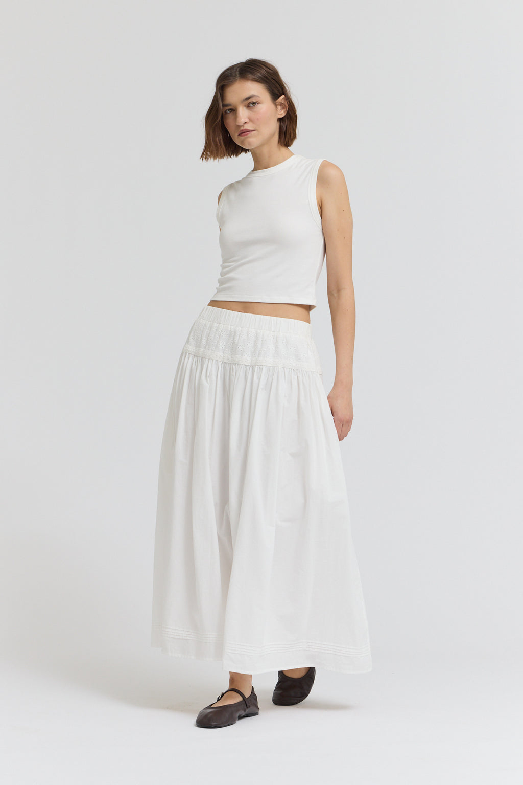 Jersey Crop Top in Off White