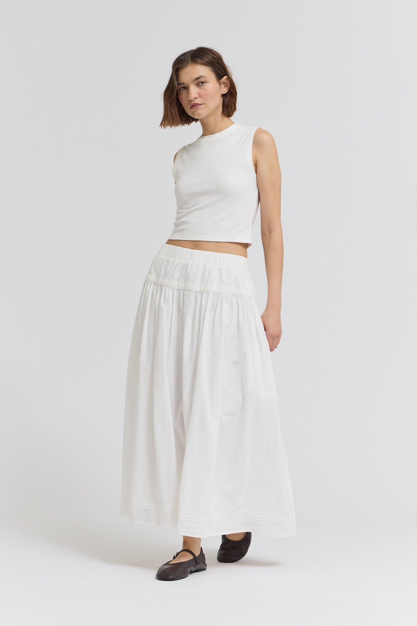 Jersey Crop Top in Off White