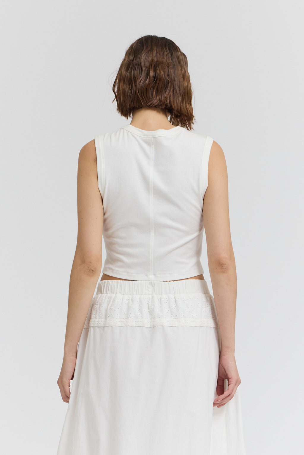 Jersey Crop Top in Off White
