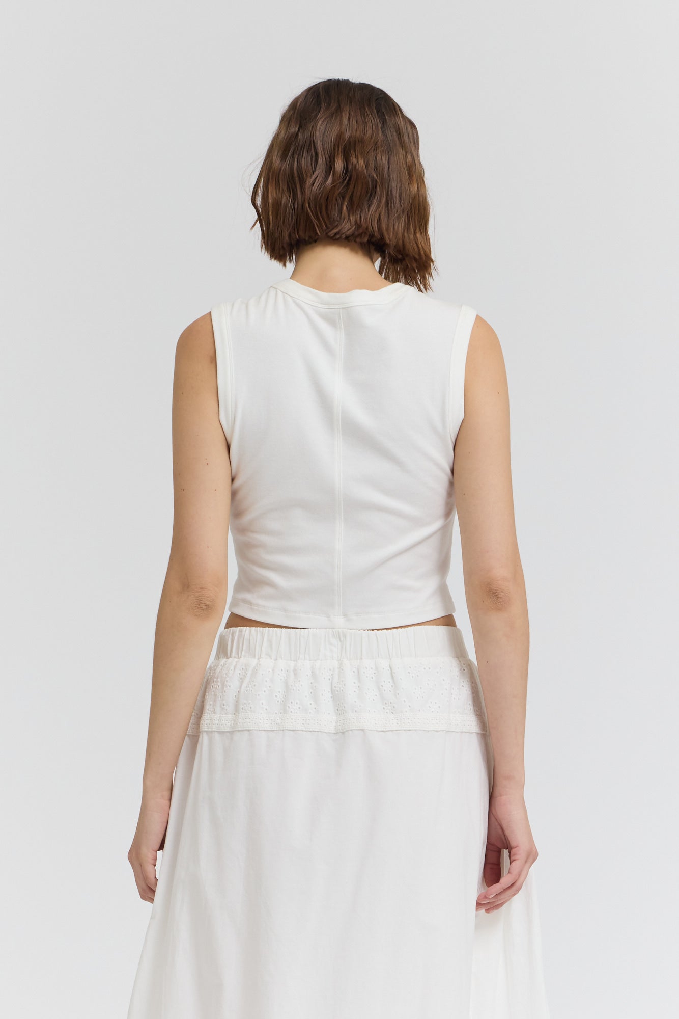 Jersey Crop Top in Off White