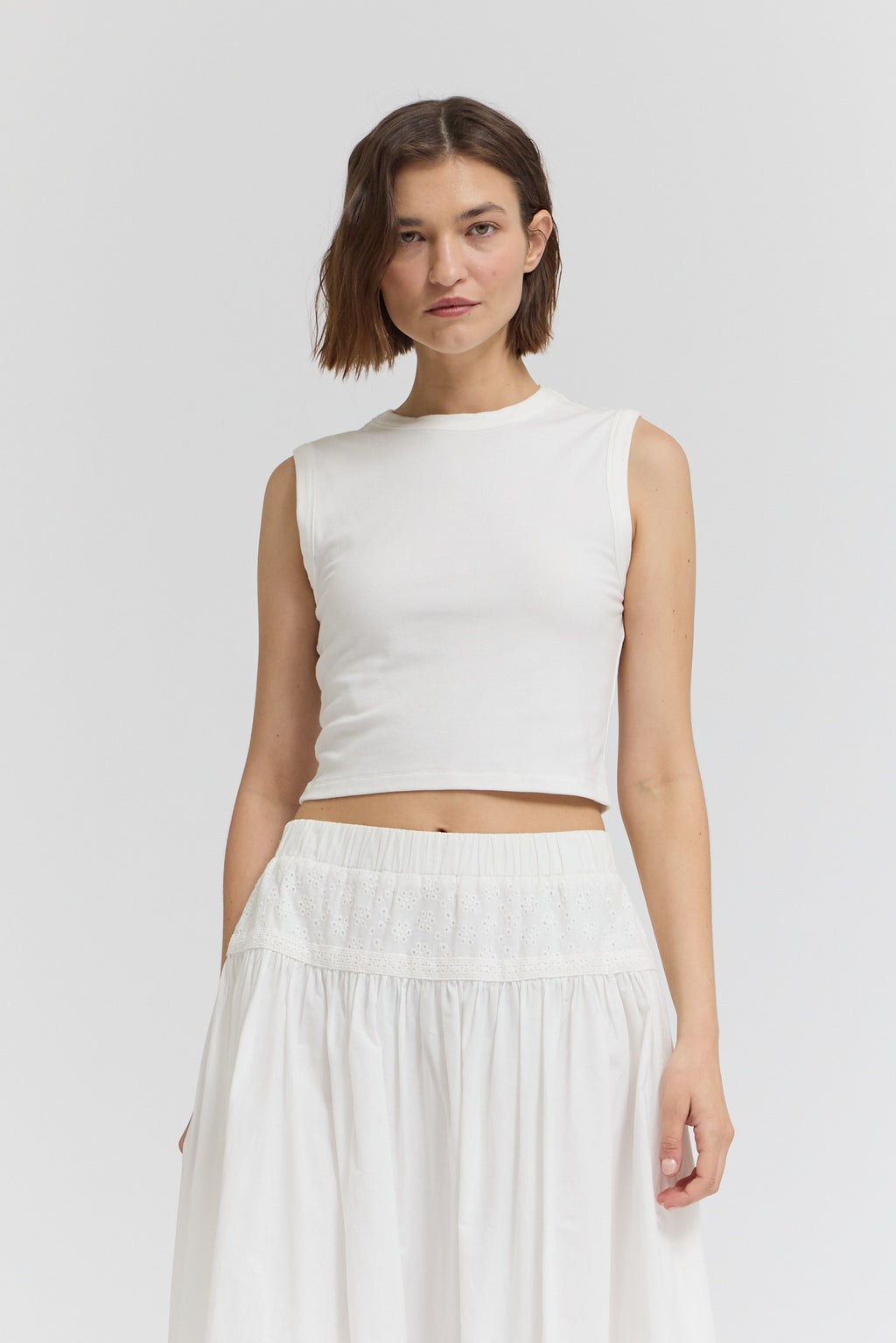 Jersey Crop Top in Off White