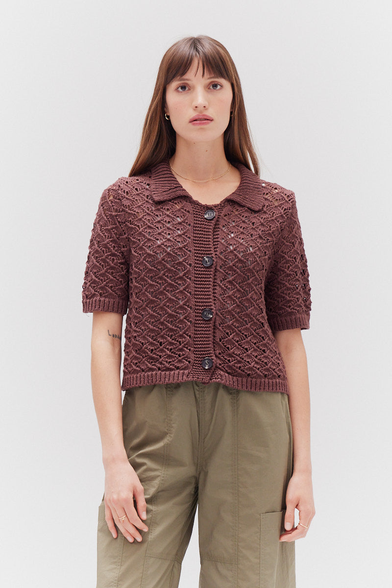 Crochet Button Down Sweater Top