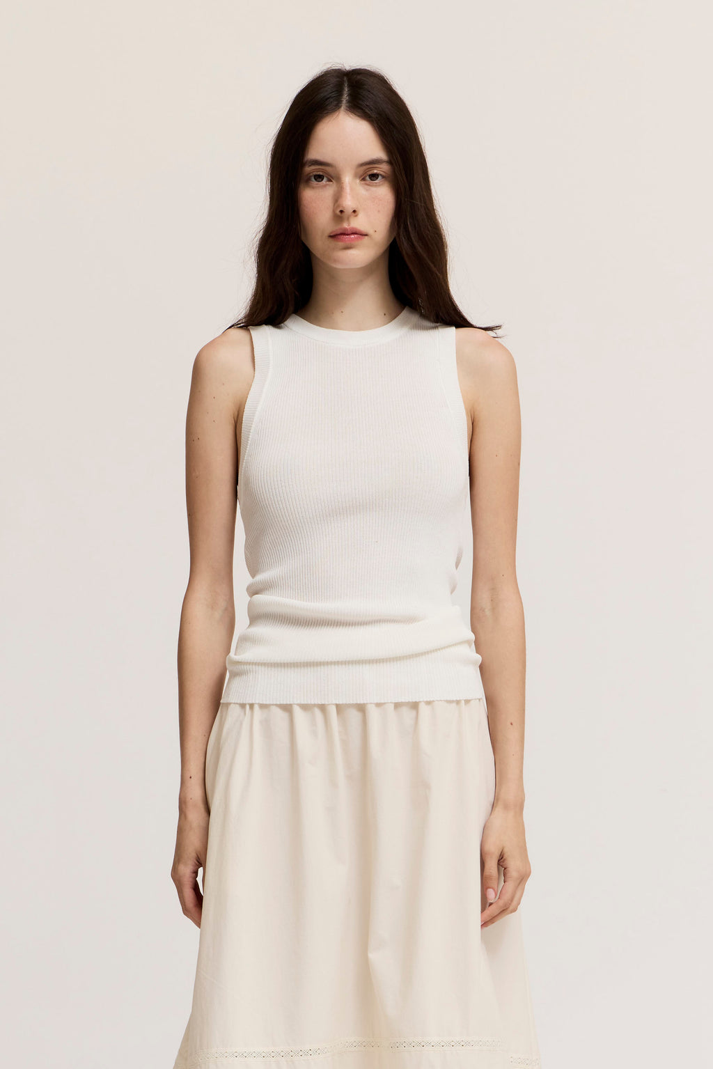Summer Sweater Tank Top in Off White