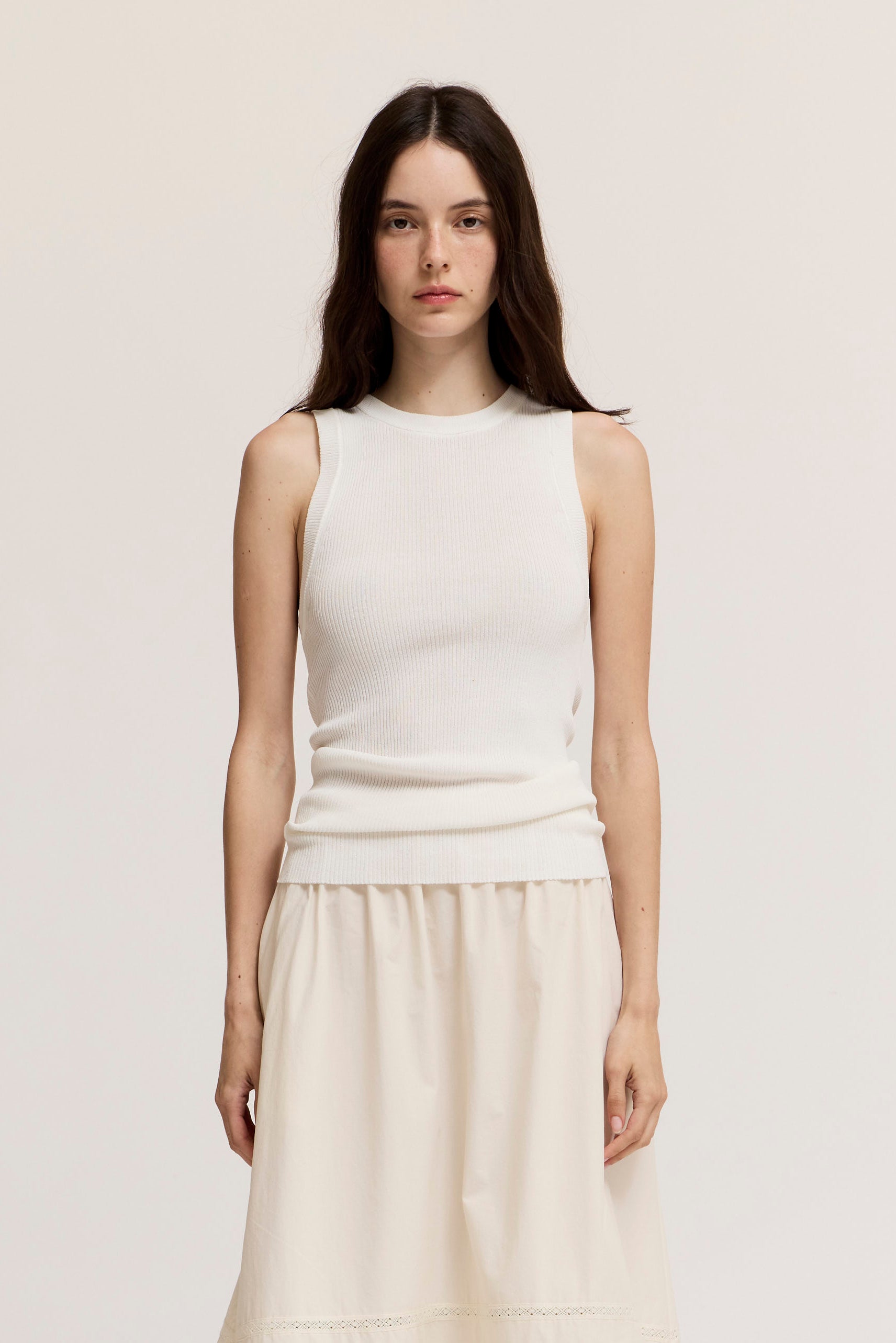 Summer Sweater Tank Top in Off White