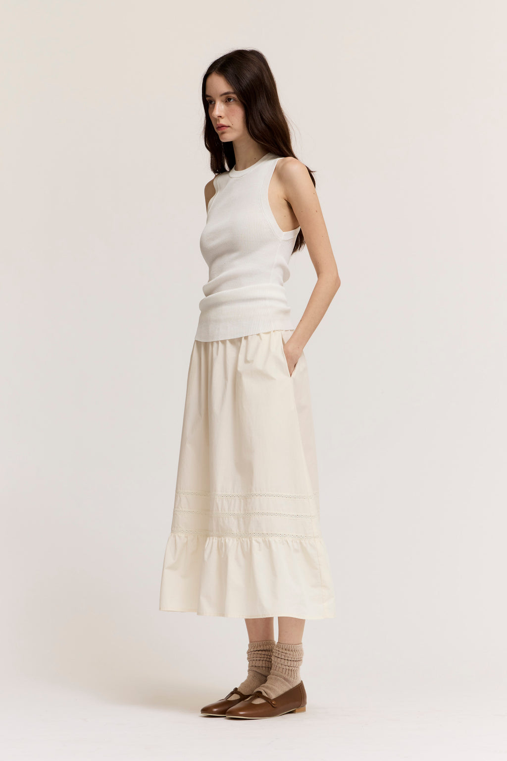 Summer Sweater Tank Top in Off White