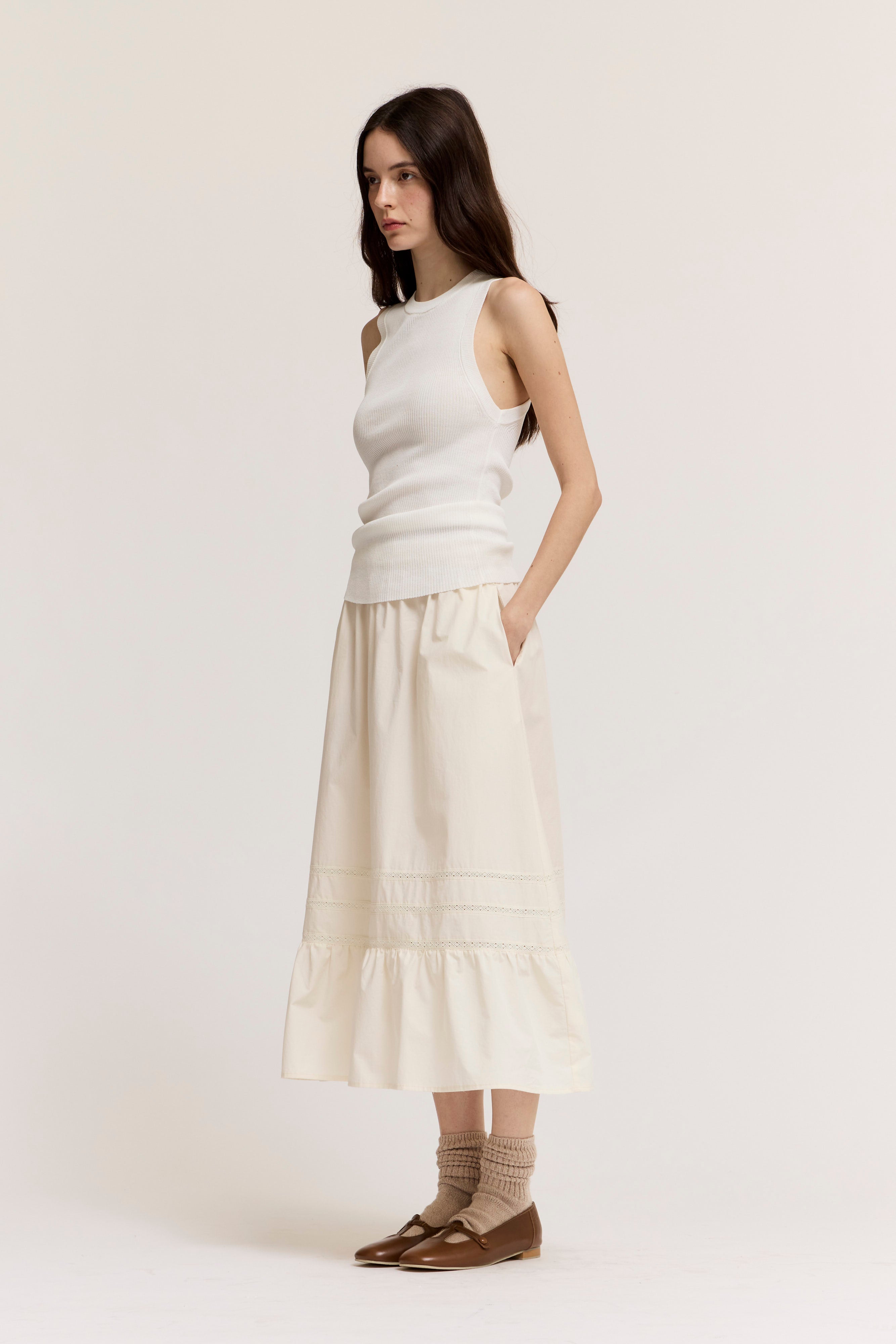Summer Sweater Tank Top in Off White