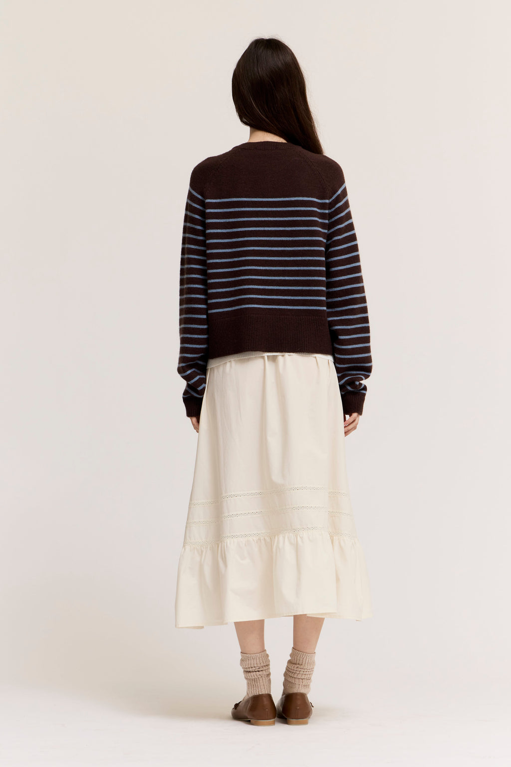 Knit Stripe Henley in Choco Blue