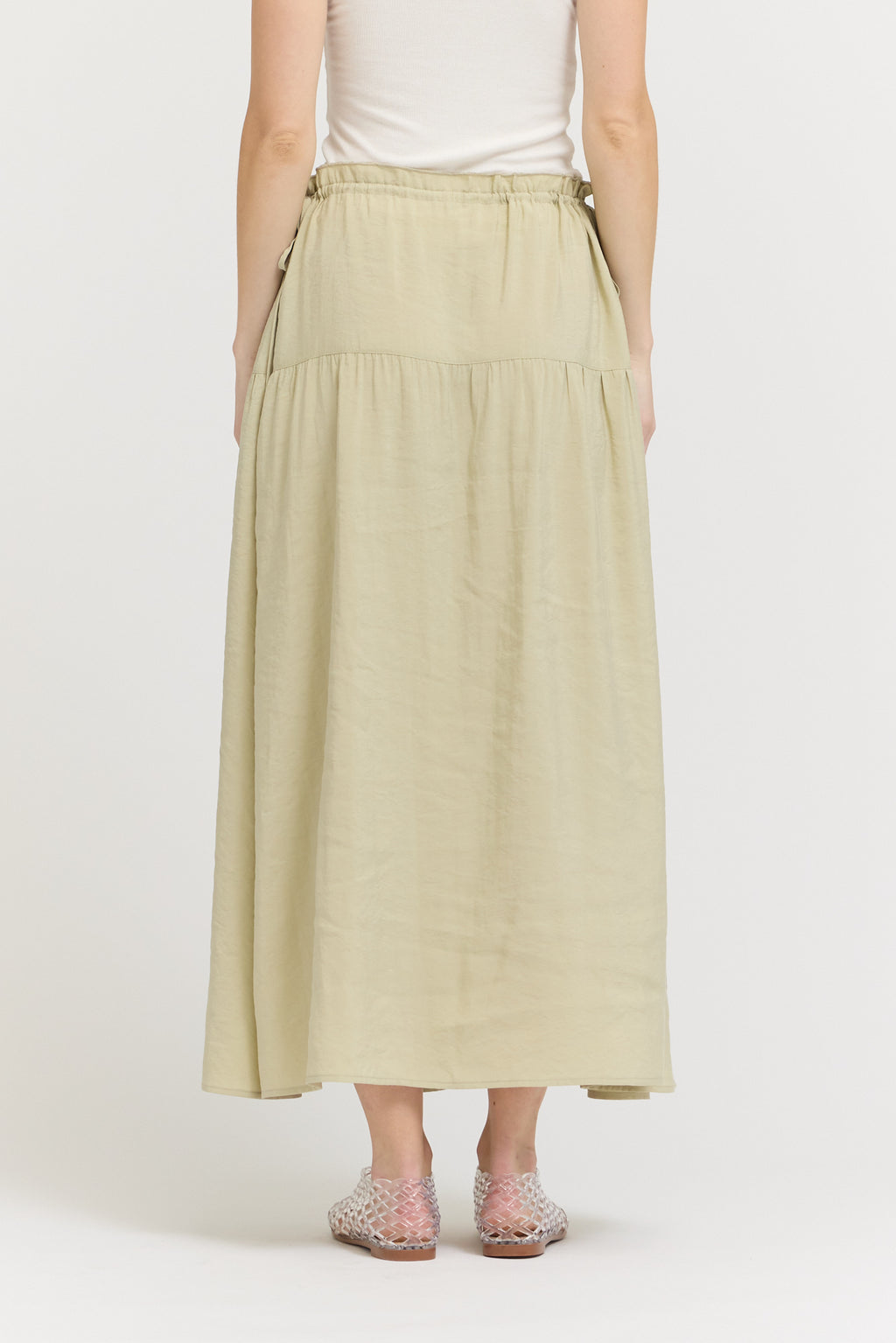 Drawstring Waist Skirt in Sage Brush