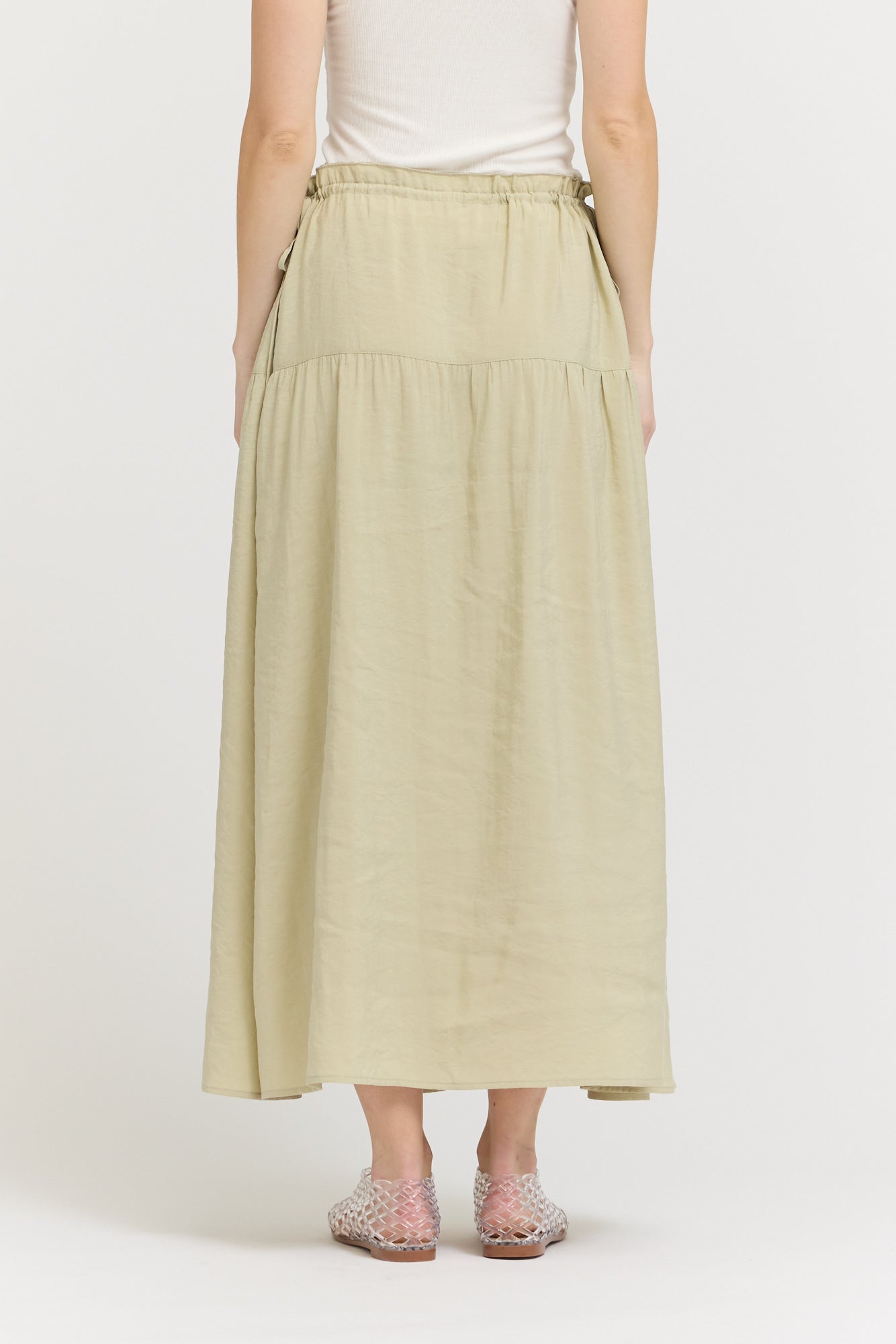 Drawstring Waist Skirt in Sage Brush