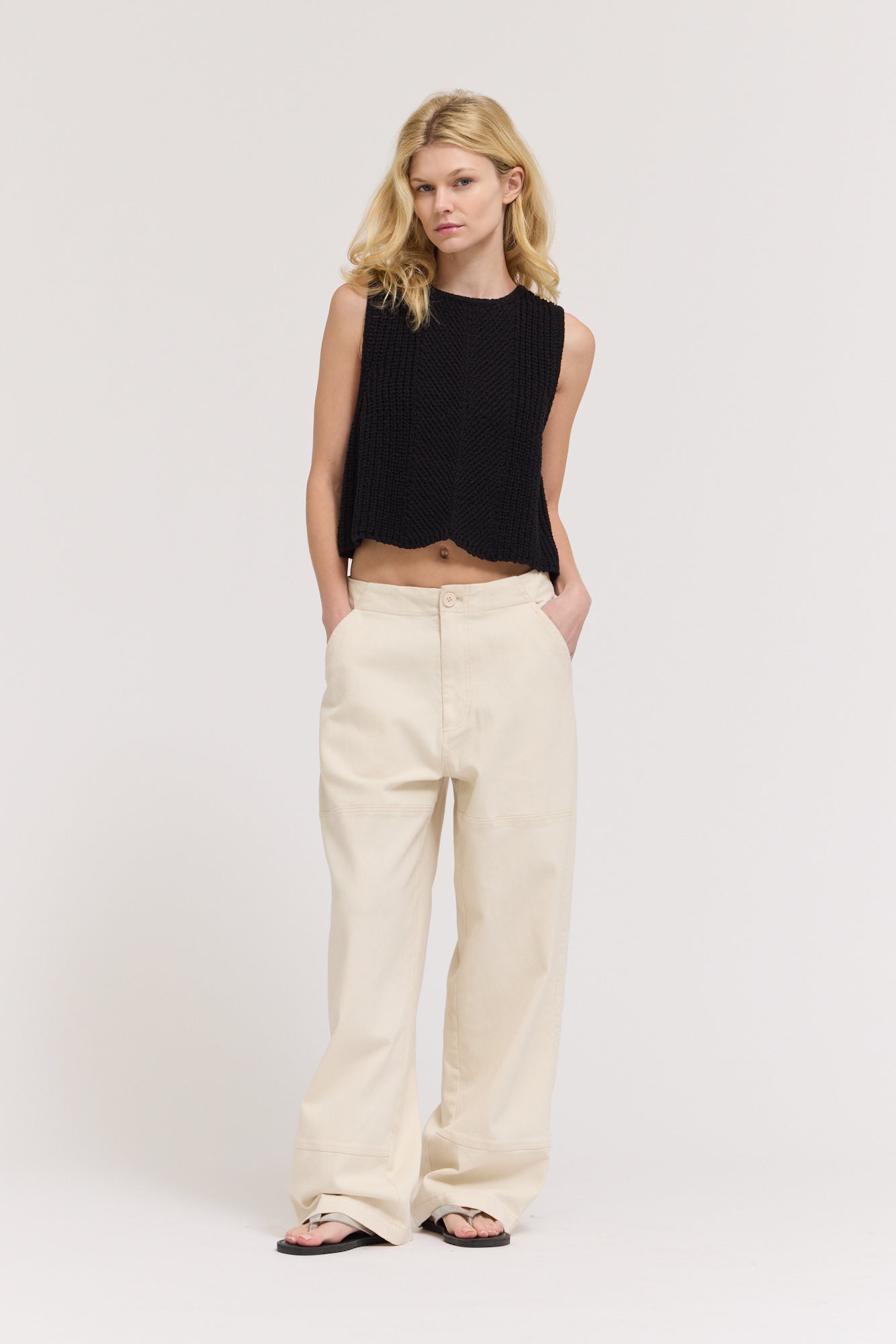 Summer Crop Sweater Top in Black