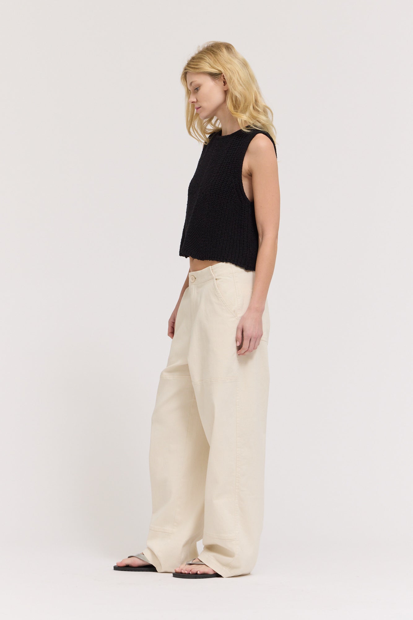 Summer Crop Sweater Top in Black