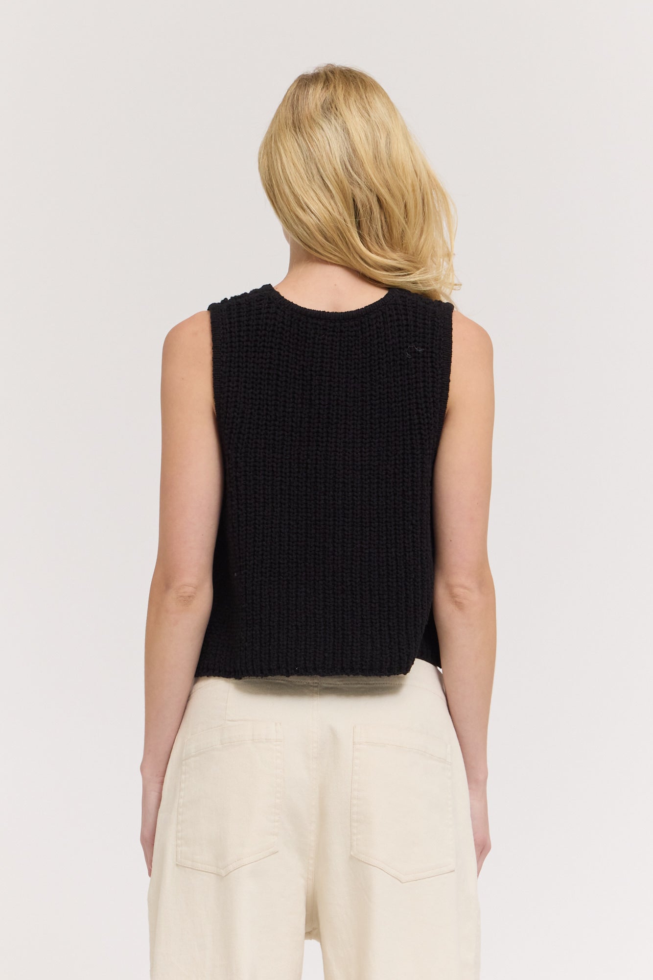 Summer Crop Sweater Top in Black
