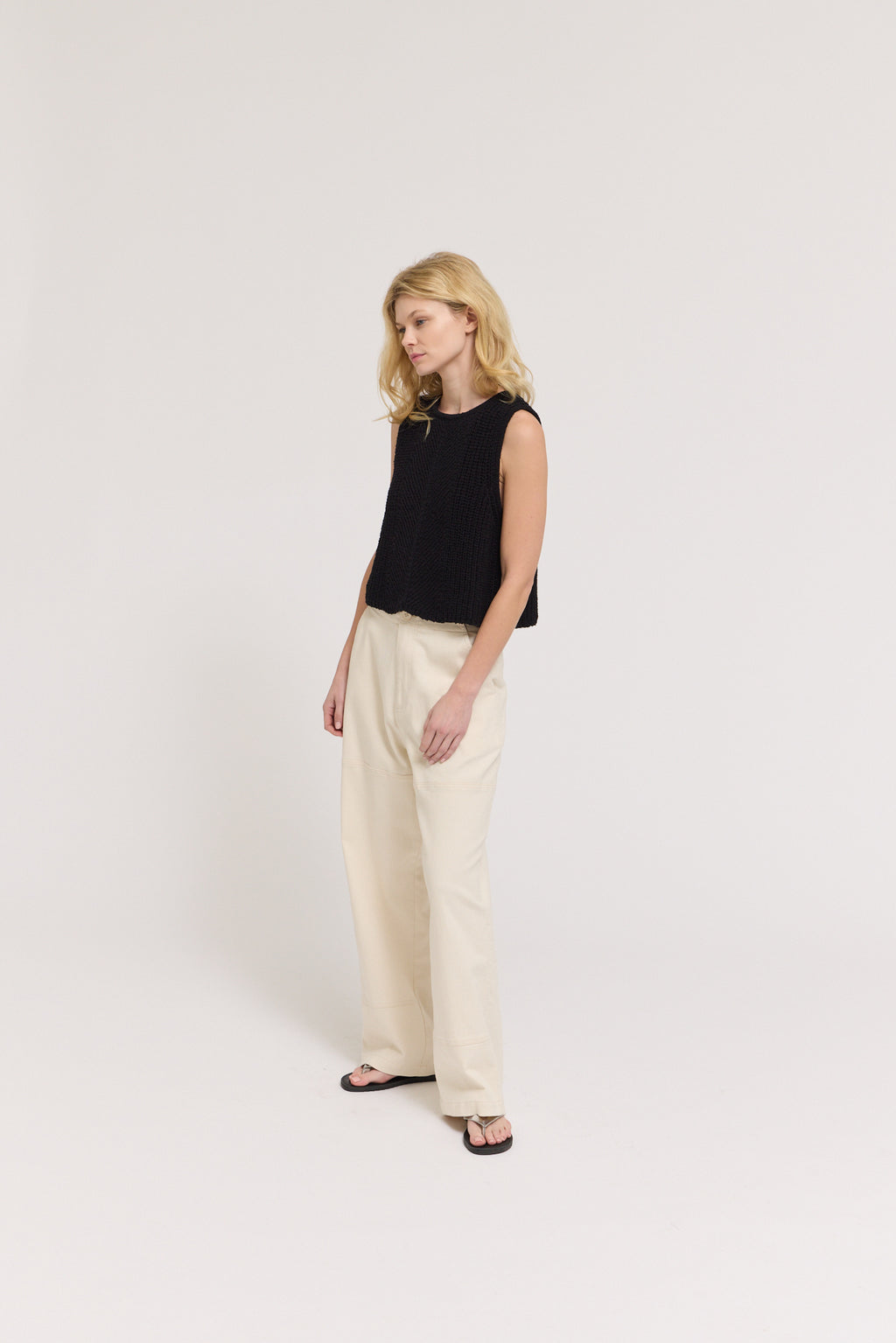 Summer Crop Sweater Top in Black