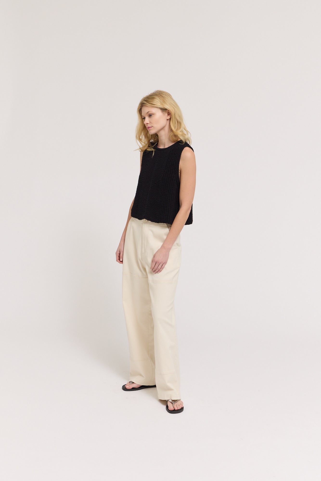 Summer Crop Sweater Top in Black
