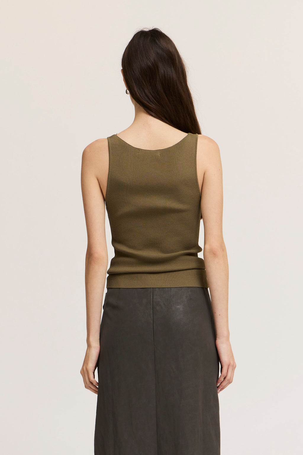 Boat Neck Sleeveless Sweater Top in Dry Thyme