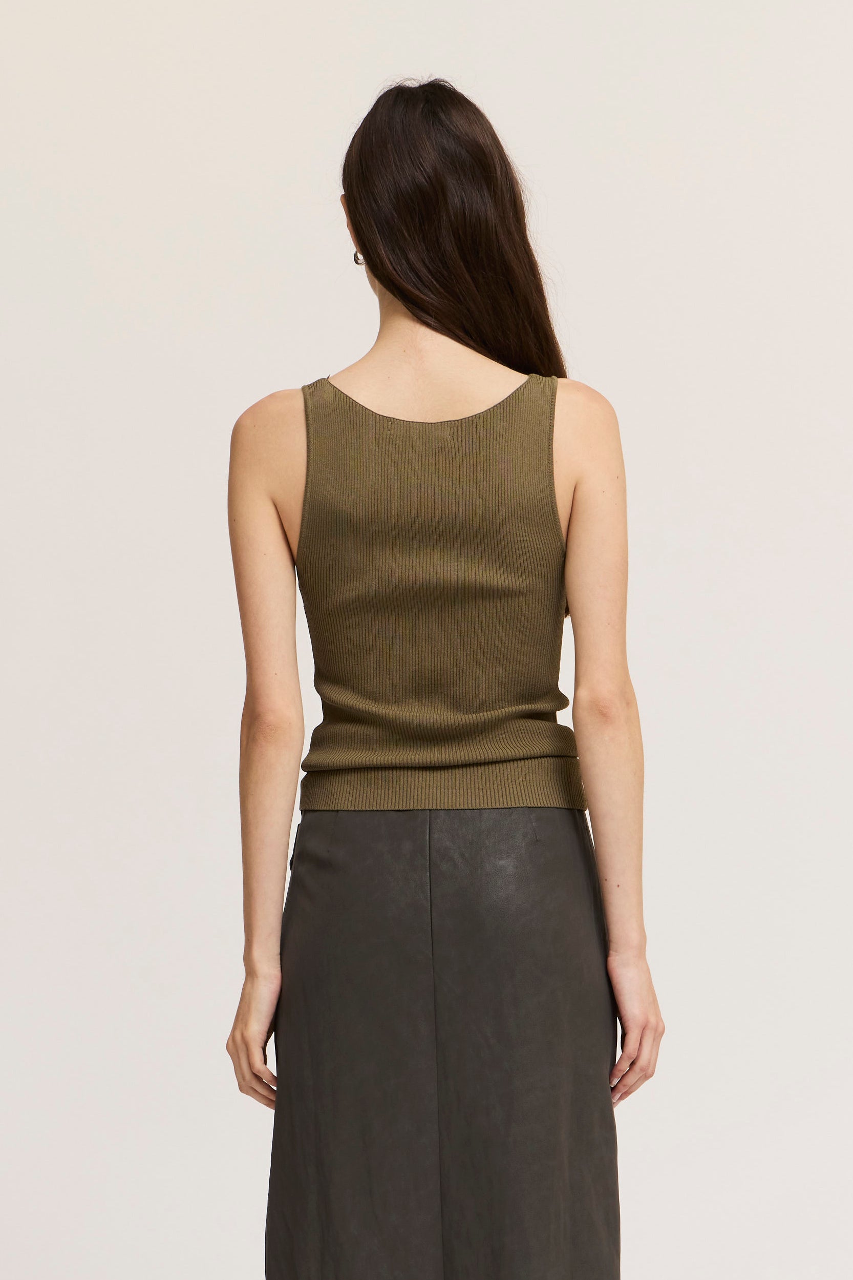 Boat Neck Sleeveless Sweater Top in Dry Thyme