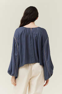 Lace Trim Mixed Blouse