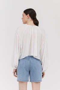 Lace Trim Mixed Blouse