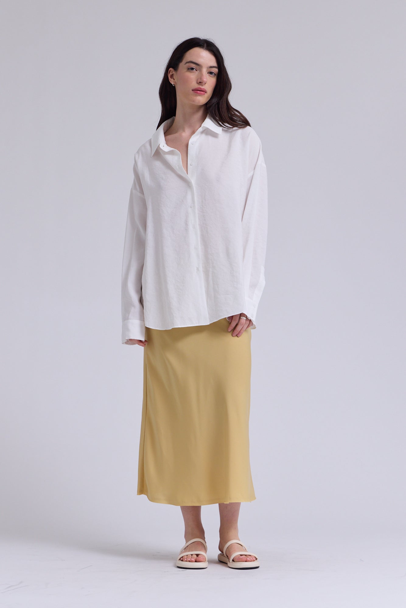 Satin Mermaid Fit Skirt in Daffodil