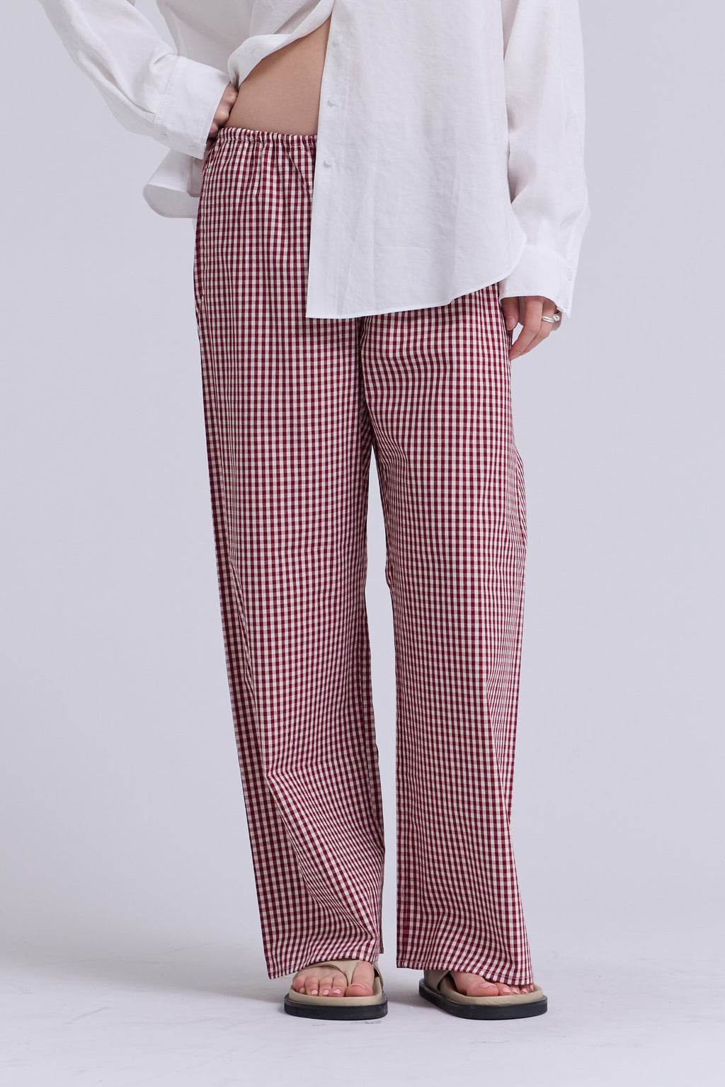 Small Gingham Relaxed Fit Cotton Pants
