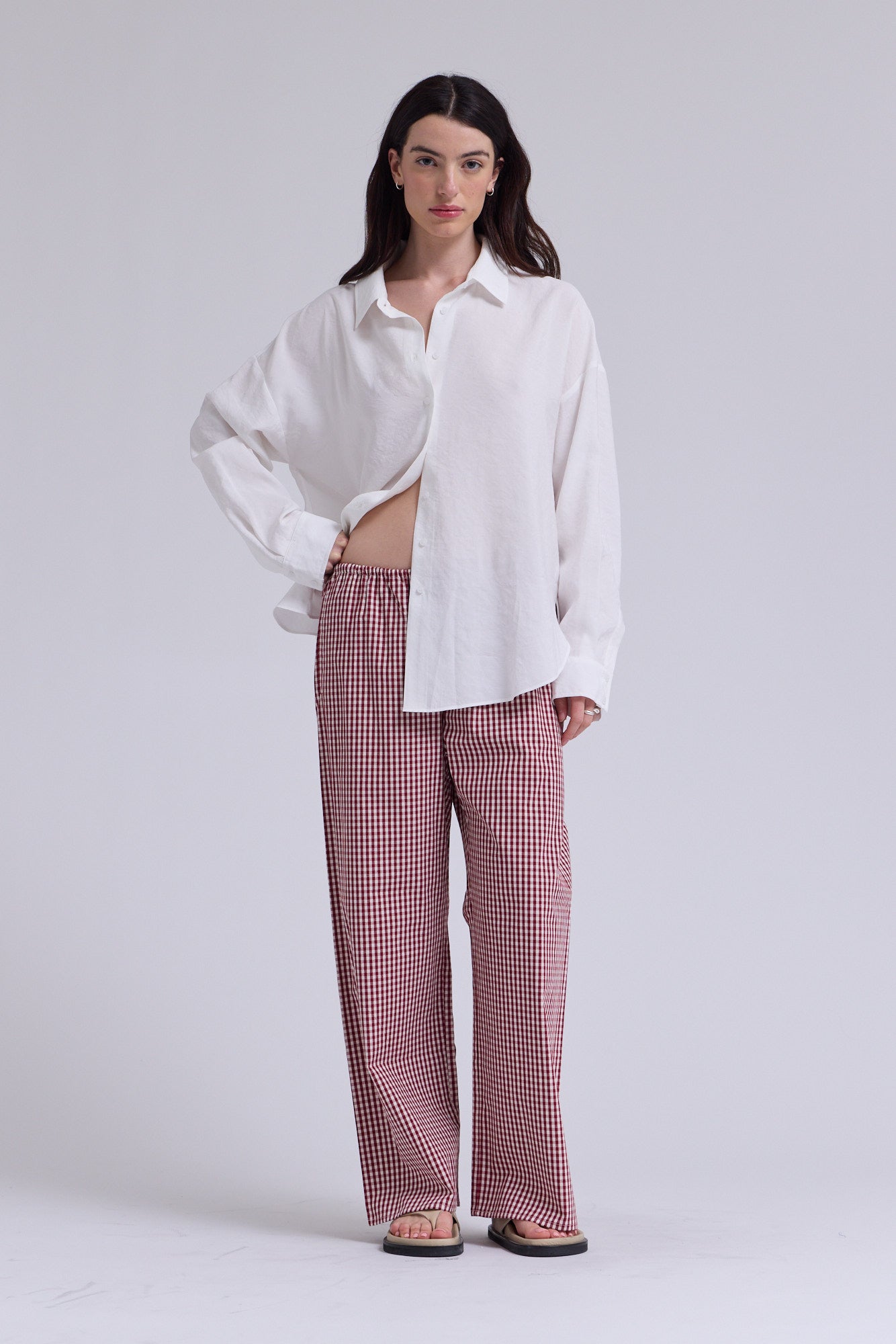 Small Gingham Relaxed Fit Cotton Pants