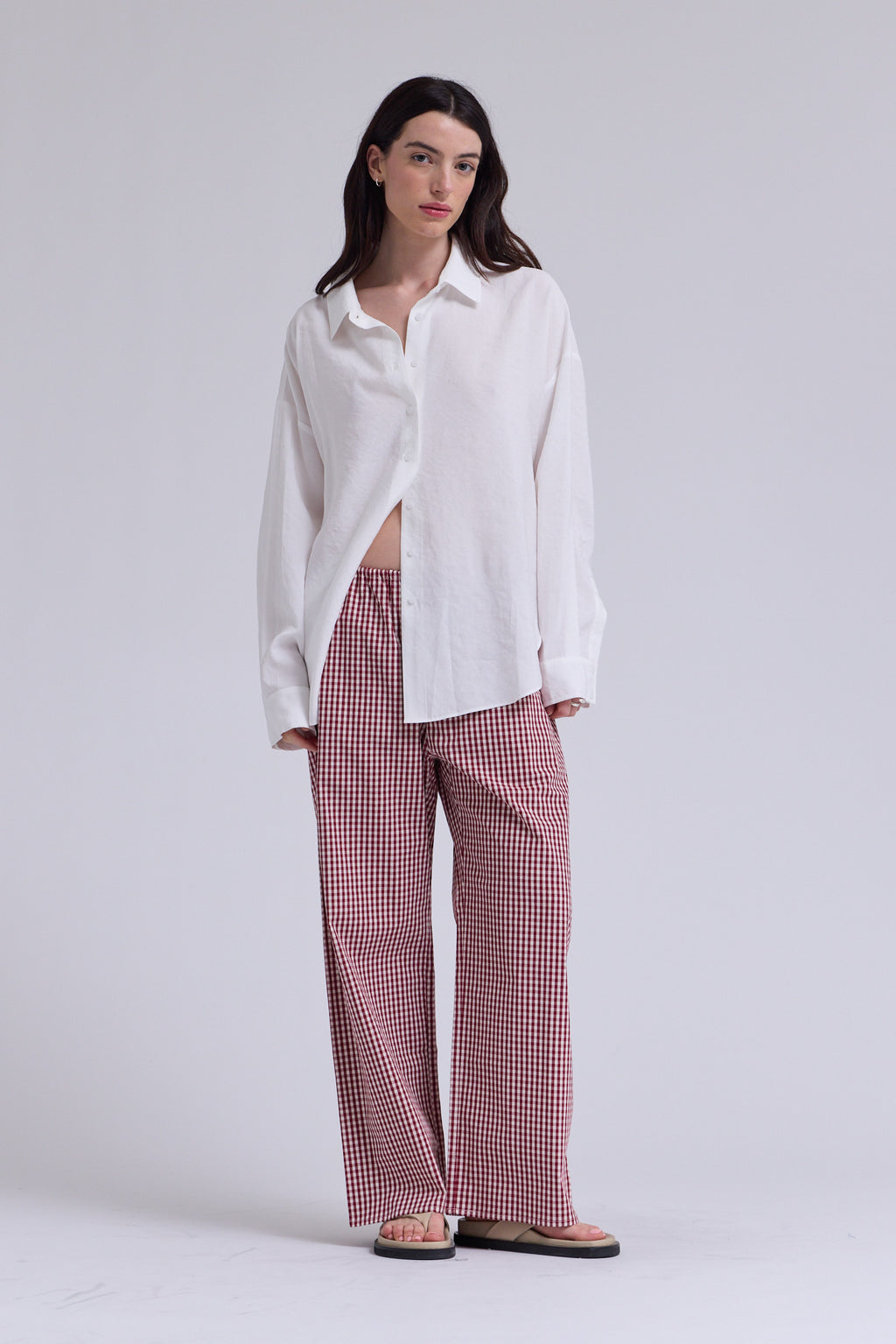 Small Gingham Relaxed Fit Cotton Pants