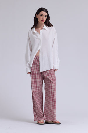 Small Gingham Relaxed Fit Cotton Pants