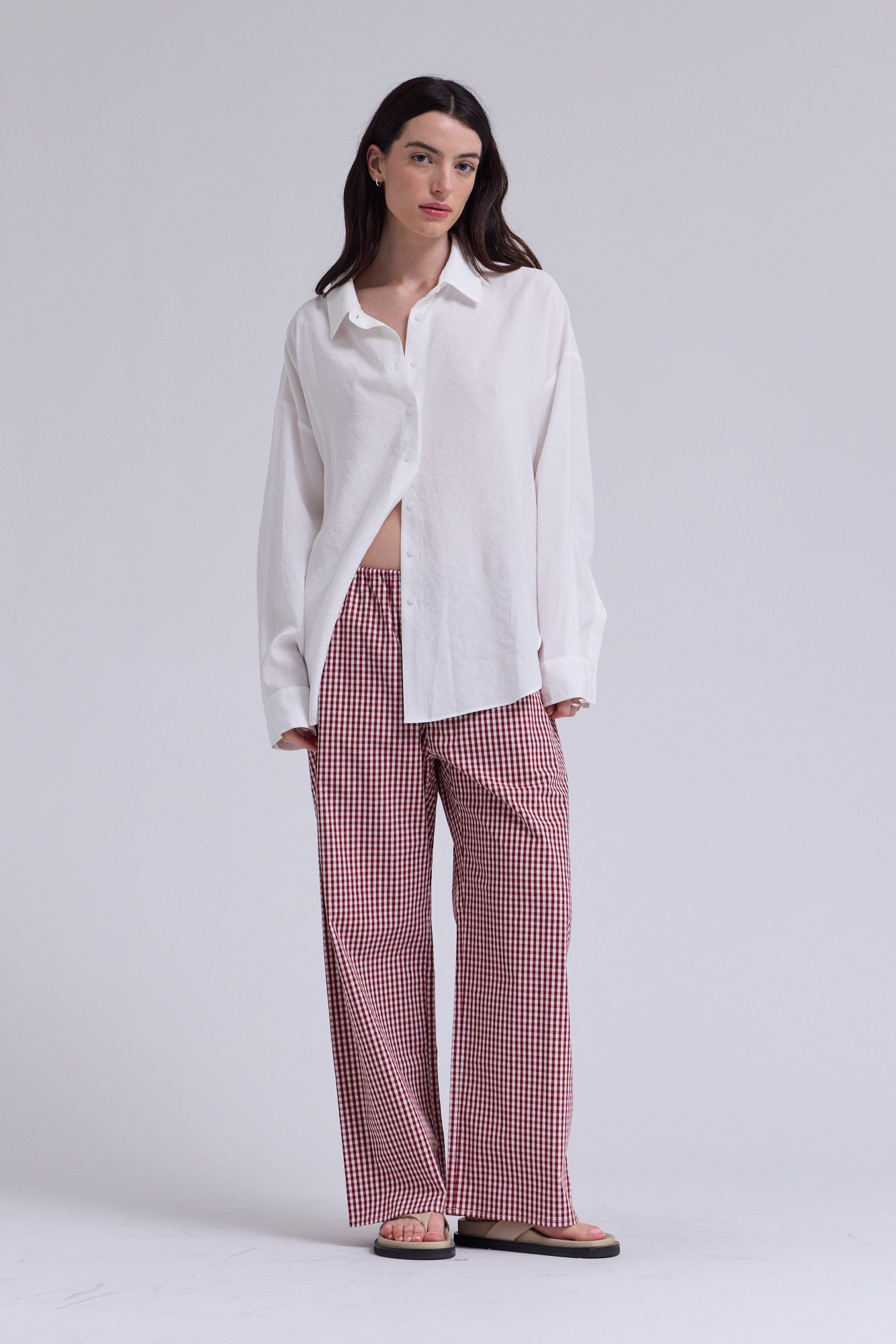 Small Gingham Relaxed Fit Cotton Pants