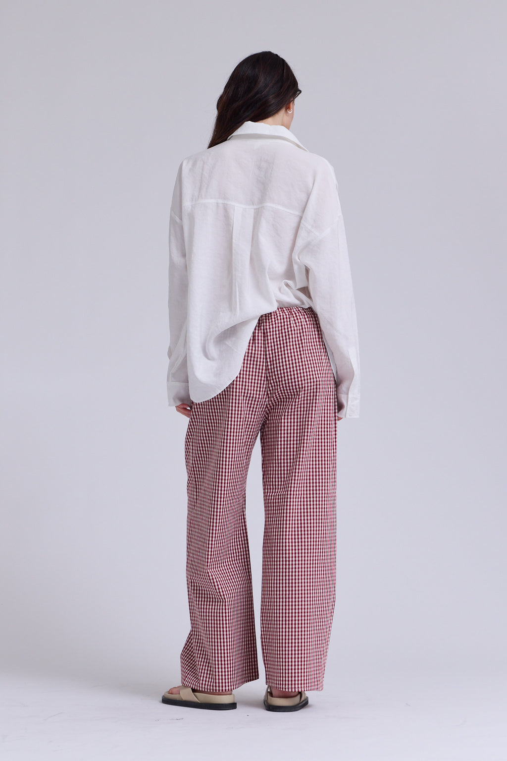 Small Gingham Relaxed Fit Cotton Pants