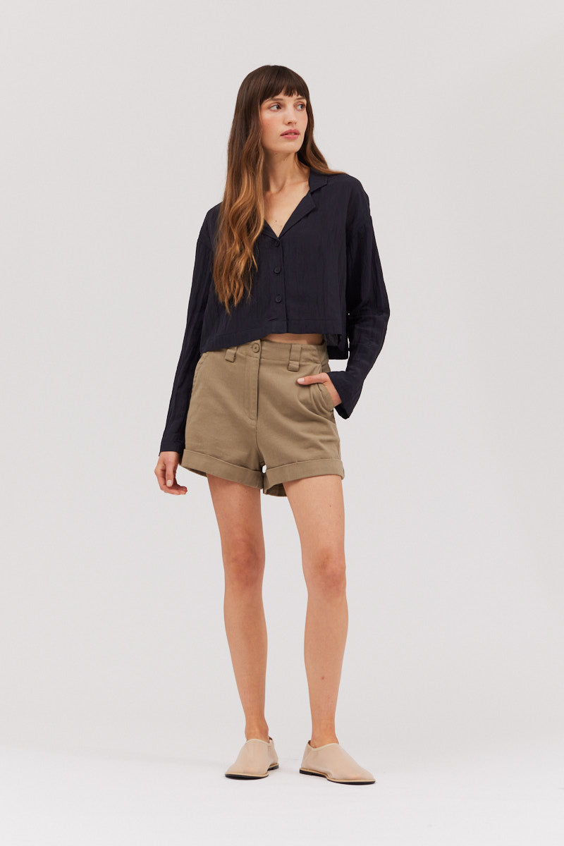 Long Sleeves Summer Shirts in Black