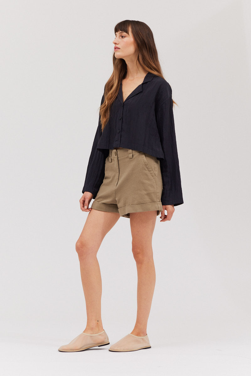 Long Sleeves Summer Shirts in Black