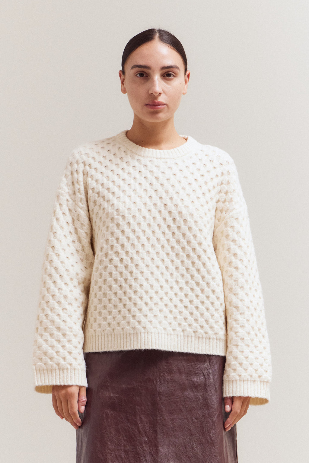 Check Texture Knit Sweater