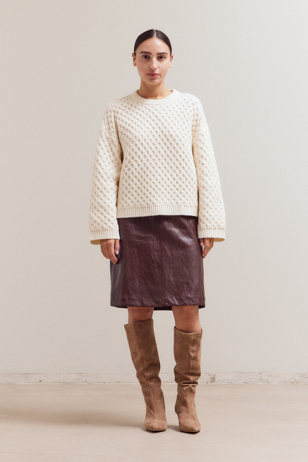 Check Texture Knit Sweater